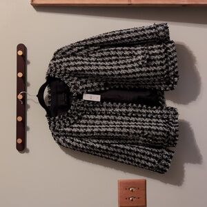 Ann Taylor Jacket 3/4 Sleeve Black and White Tweed Plaid.  Size 12